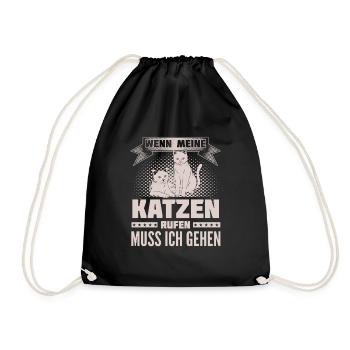 Katzen rufen - ich gehe - Turnbeutel - Schwarz - Vorne