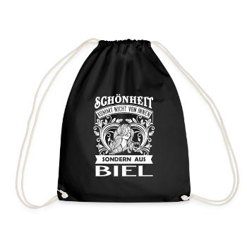 Beauty comes from Biel/Bienne - CH - Drawstring Bag - black - Front