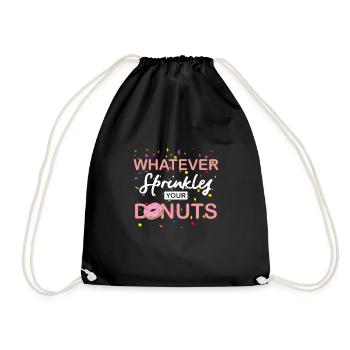 Donuts Glasur Gebäck mit pinkem Zucker Logo - Turnbeutel - Schwarz - Vorne