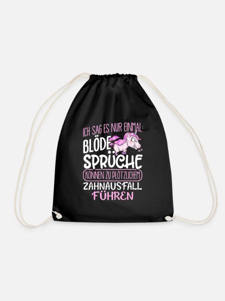 Einhorn Blöde Sprüche - Turnbeutel - Schwarz