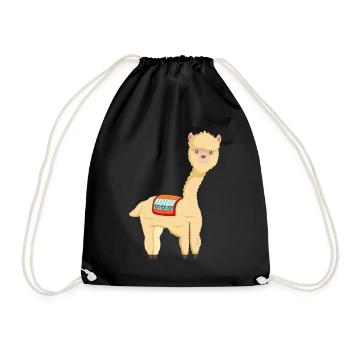 Alpaga - animal mignon avec couverture au dos - Sac de sport léger - noir - Devant