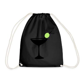 cocktail martini drink - Drawstring Bag - black - Front