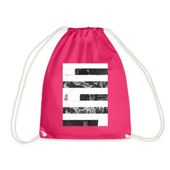 Stripes black white - Drawstring Bag - fuchsia - Front