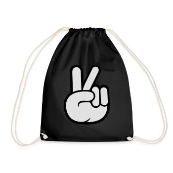 Peace Zeichen Hand Frieden Cool - Turnbeutel - Schwarz - Vorne