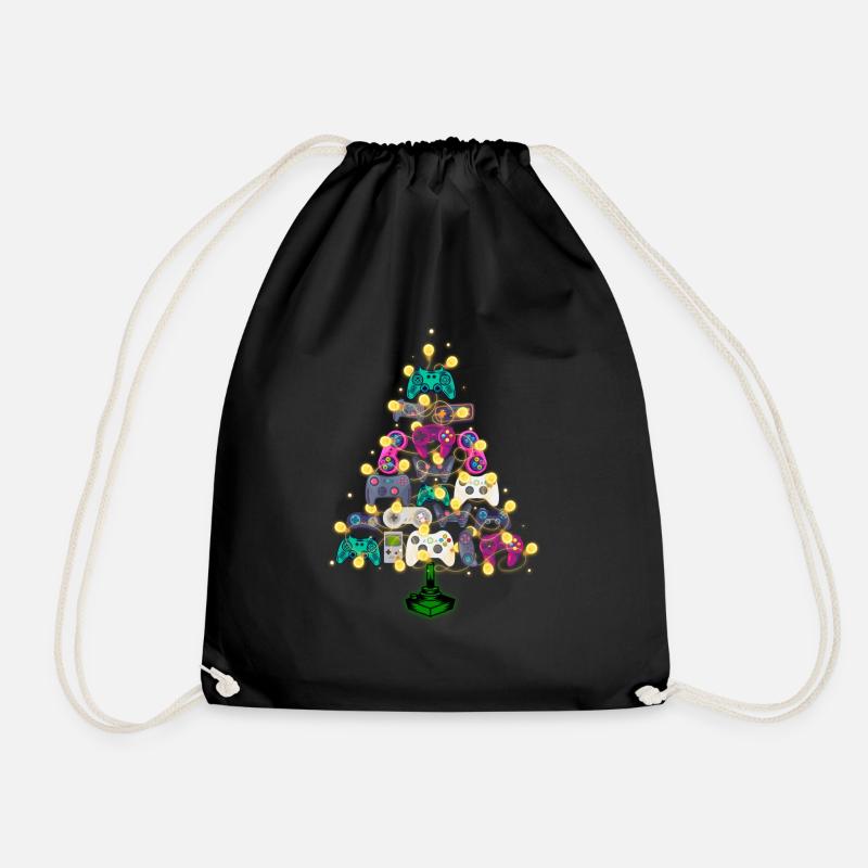 Weihnachtsbaum Gamer - Turnbeutel - Schwarz