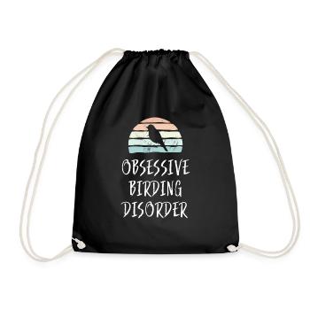 Obsessive Birding Disorder Funny Birdwatching Gift - Drawstring Bag - black - Front