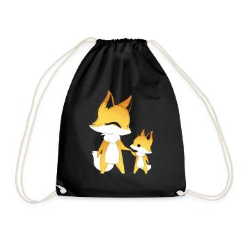 Brother gift foxes - Drawstring Bag - black - Front