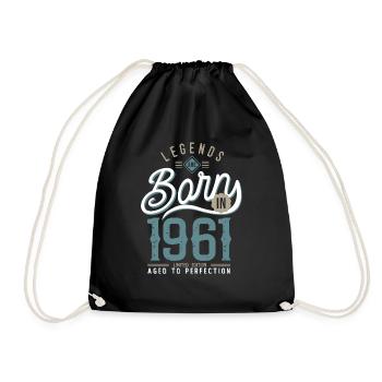 Legends are born in 1961 anniversary 61 years - Drawstring Bag - black - Front