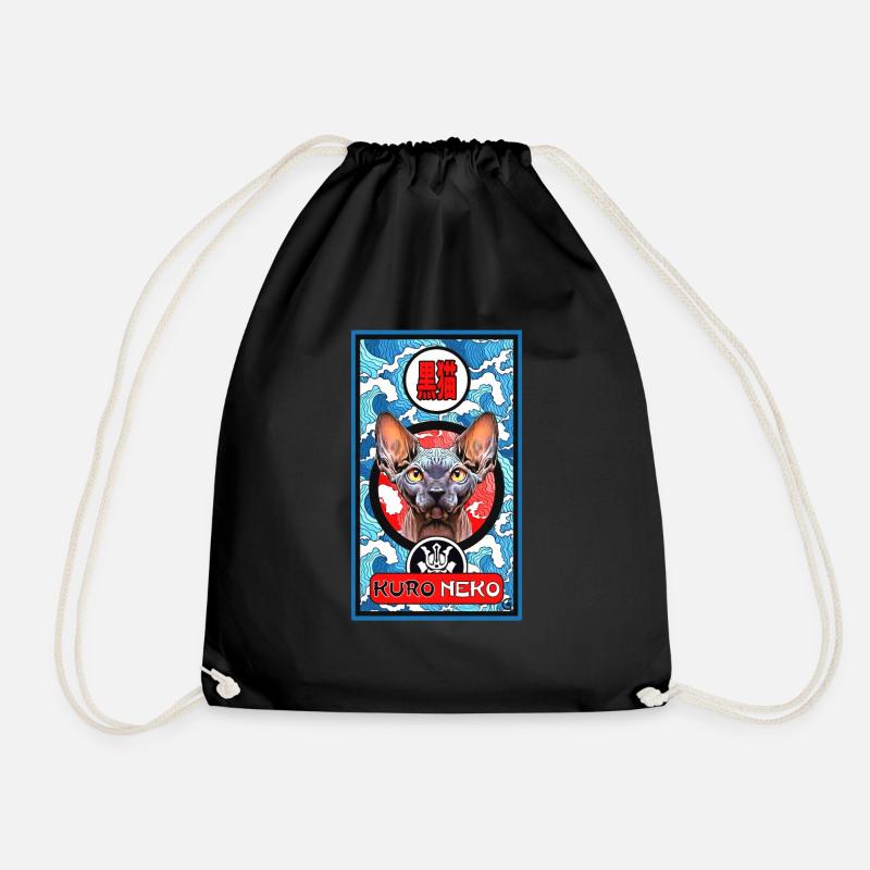 Kuro Neko - Drawstring Bag - black