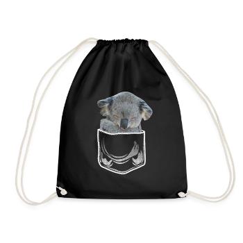 Koala dans la poche poitrine, poche chemise - Sac de sport léger - noir - Devant
