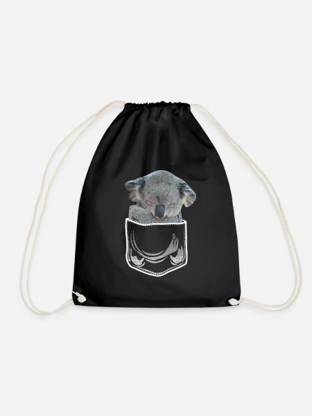 Koala Bär in Brusttasche Hemdtasche pocket - Turnbeutel - Schwarz
