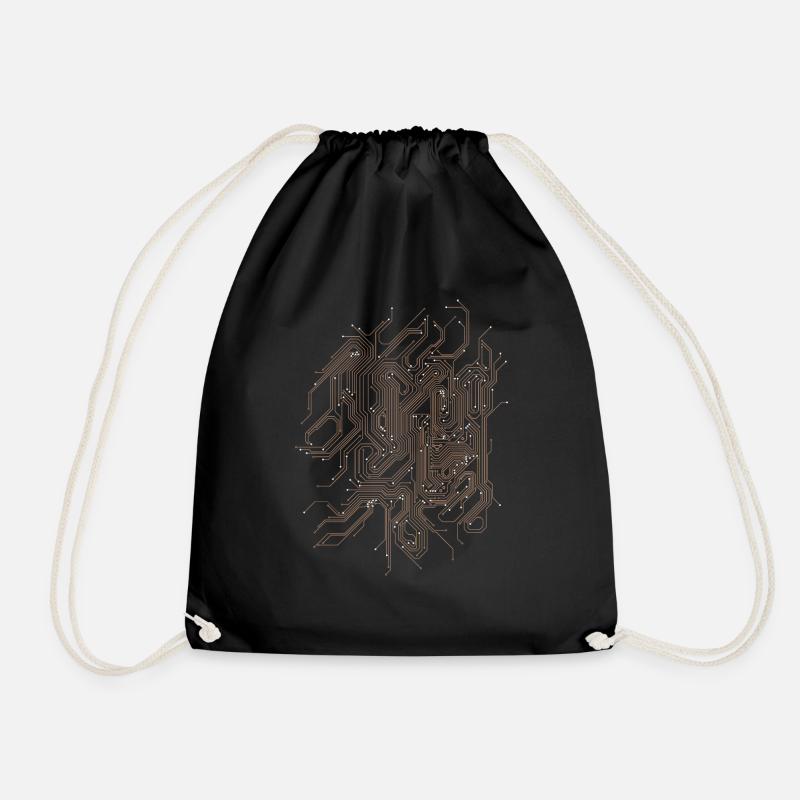 Circuit board - Drawstring Bag - black