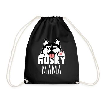 Husky Mama Husky Geschenk Hundewelpe - Turnbeutel - Schwarz - Vorne