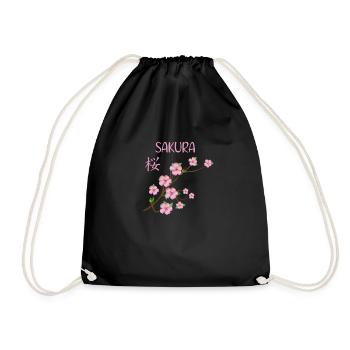 Japanese cherry blossom - Drawstring Bag - black - Front