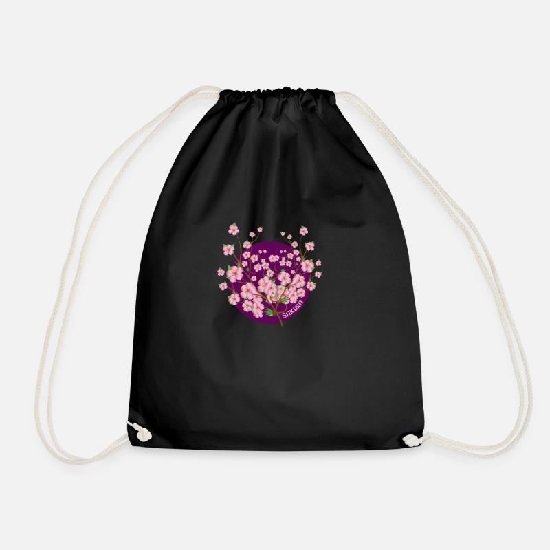 sakura tree - Drawstring Bag - black