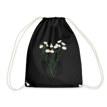 Chamomile botanical drawing - Drawstring Bag - black - Front