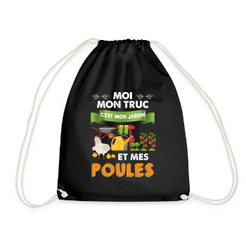 Jardin et poules cadeau humour nature et jardinage - Sac de sport léger - noir - Devant