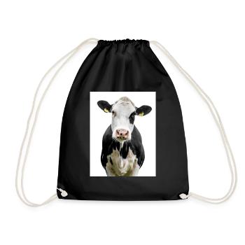 Cow. Kuh. koe. ko. vaca. ku. lehmä. vache - Turnbeutel - Schwarz - Vorne