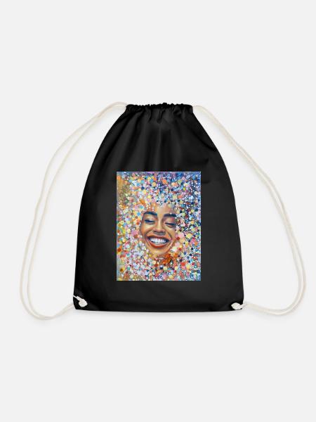 Woman Portrait Abstract Positive - Drawstring Bag - black