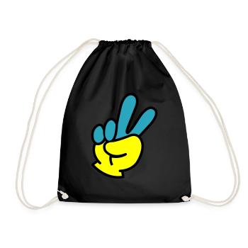 Peace Hand Ukraine - Turnbeutel - Schwarz - Vorne