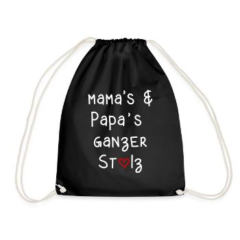 mama papa Eltern stolz Kinder babys Schrift - Turnbeutel - Schwarz - Vorne