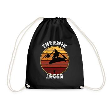 Lustiger Gleitschirmflieger Spruch Thermikjäger - Turnbeutel - Schwarz - Vorne