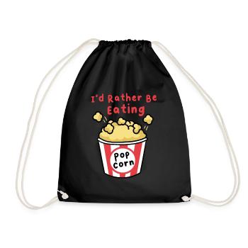 Popcorn und Musik essen salziges Popcorn - Turnbeutel - Schwarz - Vorne