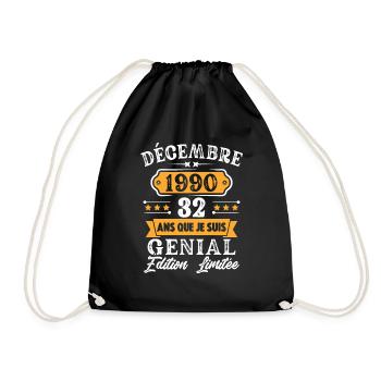 Cadeau D'anniversaire 32 Ans Décembre 1990 Rétro - Sac de sport léger - noir - Devant