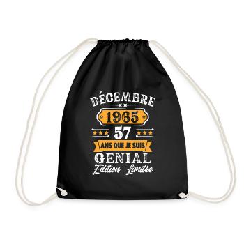 Cadeau D'anniversaire 57 Ans Décembre 1965 Rétro - Sac de sport léger - noir - Devant