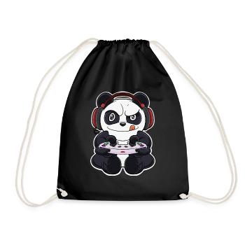 Panda With Gaming Controller I Funny Gaming I - Turnbeutel - Schwarz - Vorne