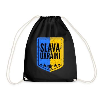 Ukraine Slava Ukraini Coat of Arms - Drawstring Bag - black - Front