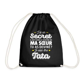 Secret / je vais être tata / future tata - Sac de sport léger - noir - Devant