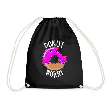 Donut Worry - Süßes Donut Gesicht - Turnbeutel - Schwarz - Vorne
