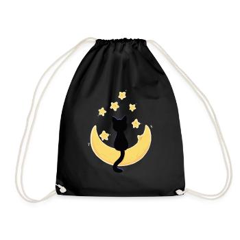 Chat lune - Sac de sport léger - noir - Devant