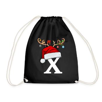 Brief X Weihnachtsmütze - Turnbeutel - Schwarz - Vorne