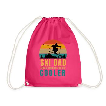 ski dad like regular dad but cooler - Drawstring Bag - fuchsia - Front