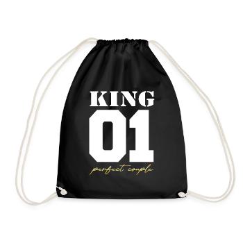 King and Queen King couple white and gold - Drawstring Bag - black - Front
