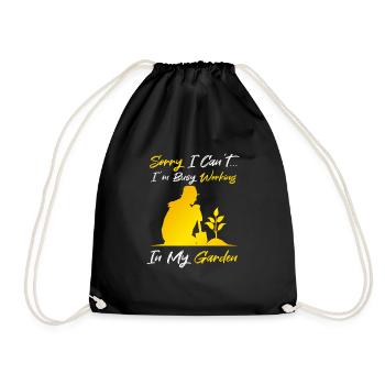 Busy Working Ironic Hobby Gardener Plants - Drawstring Bag - black - Front