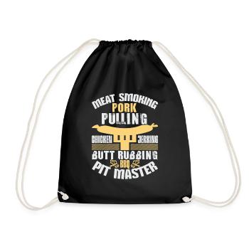 MEAT SMOKING PORK PULLING PIT MASTER - Drawstring Bag - black - Front
