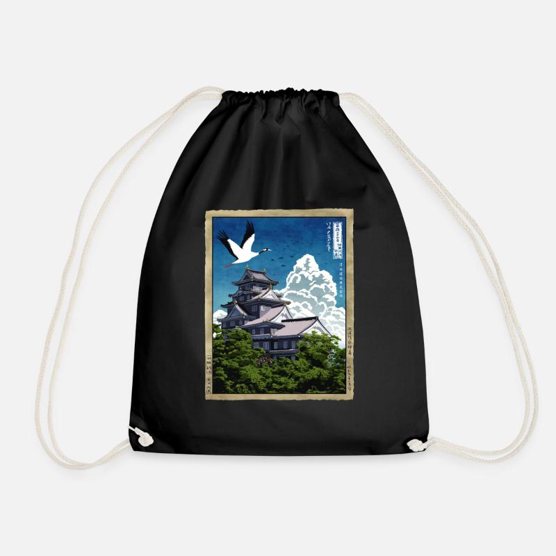 Japanischer Tempel mit Kran - Turnbeutel - Schwarz