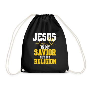 Jesus Is My Savior Gott Religion Kreuz Glaube - Turnbeutel - Schwarz - Vorne
