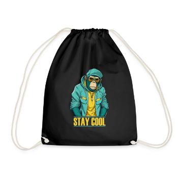 Cool Monkey Stay Cool - Drawstring Bag - black - Front