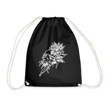 Schädel // Blume // Illustration - Turnbeutel - Schwarz - Vorne