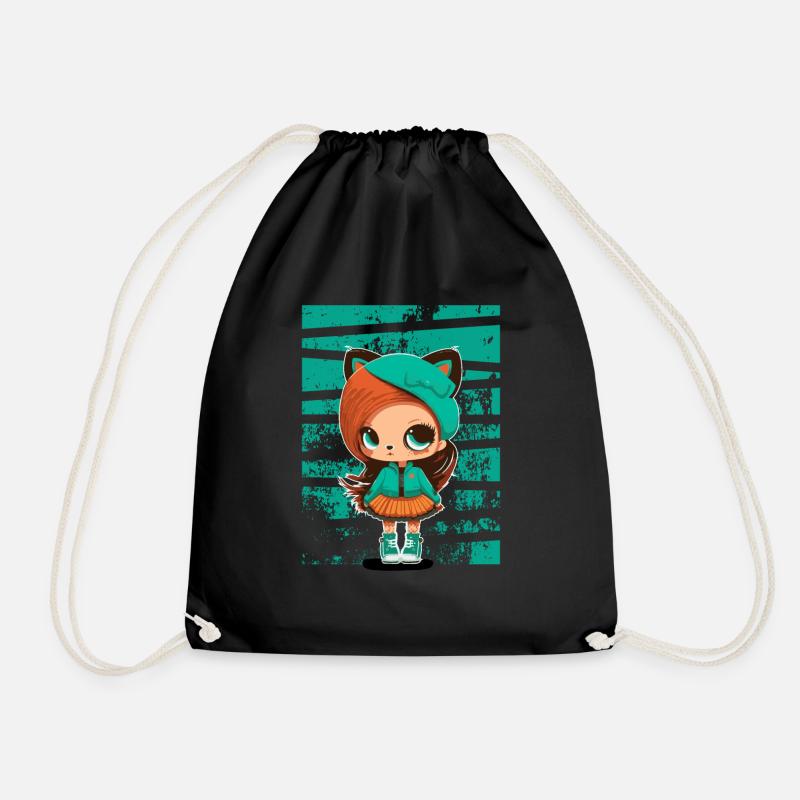 Cute Foxy Girl - Turnbeutel - Schwarz