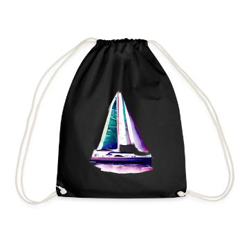 Sailing Sailing Ship Sailing Sailboat Sailor - Drawstring Bag - black - Front