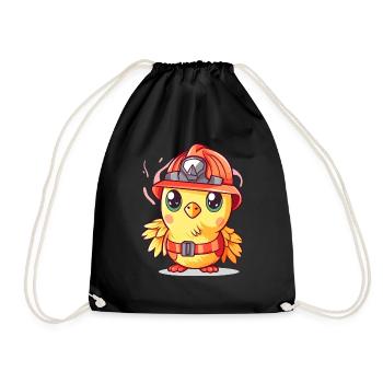 Küken als Feuerwehrmann - Turnbeutel - Schwarz - Vorne