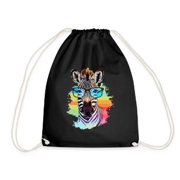 Milo the bespectacled zebra - Drawstring Bag - black - Front