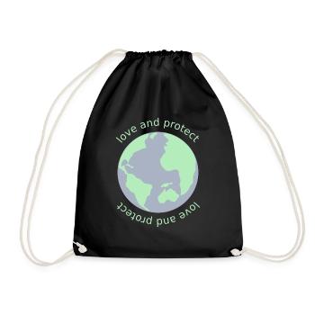 Lieben und beschützen Planet Erde Klima Geschenk - Turnbeutel - Schwarz - Vorne