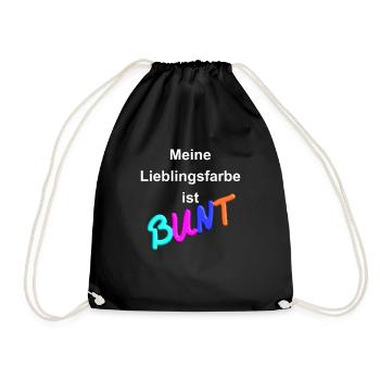 "Meine Lieblingsfarbe ist BUNT" mit 3D-Effekt (w) - Turnbeutel - Schwarz - Vorne