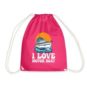 I Love Motor Boat Parade Motorboating Quote - Turnbeutel - Fuchsia - Vorne